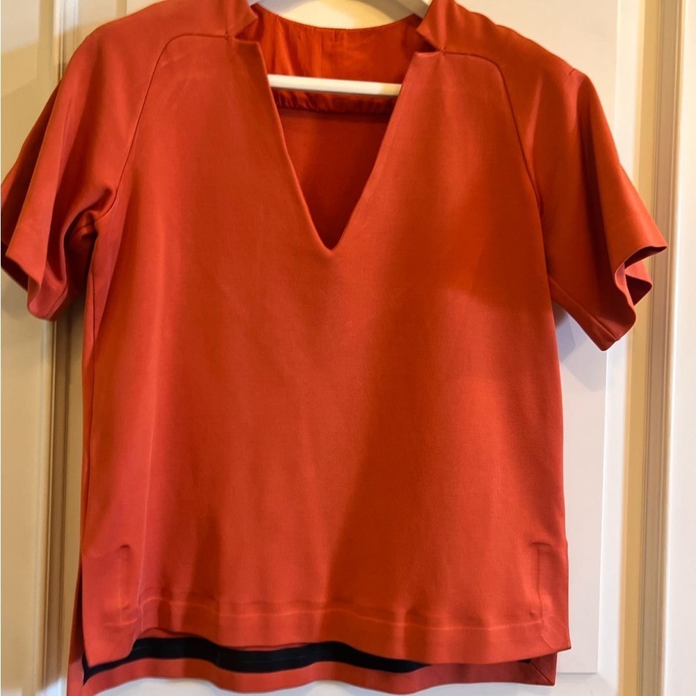 Max Mara Women's Orange V-Neck short sleeved Top size S - Picture 10 of 12